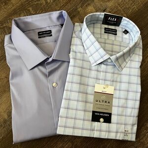 Van Heusen Big and Tall Ultra Flex Wrinkle Free Shirts Set of 2-Size 19 (34-35)